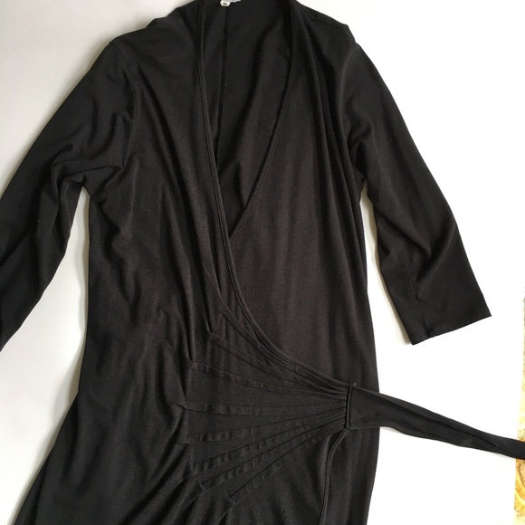 Chloe Angus Dress Vintage Wrap Pleated Waist Black Size XL Cotton Blend Stretchy - Picture 7 of 9